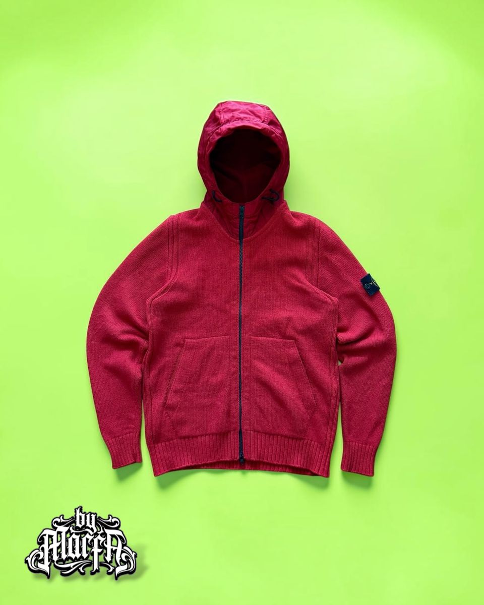 Stone Island Autumn / Winter 2013 Red Wool Tactical Hooded Zip-up Jacket