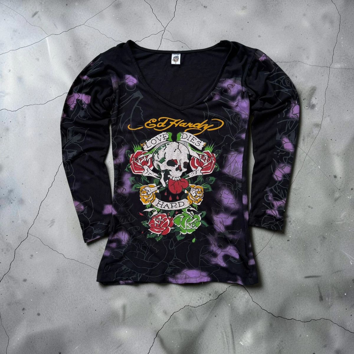 Vintage Ed Hardy y2k printed tattoo long sleeve top