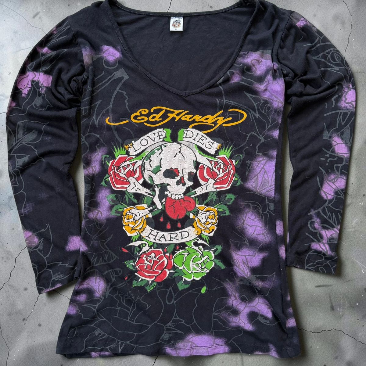 Vintage Ed Hardy y2k printed tattoo long sleeve top — 2