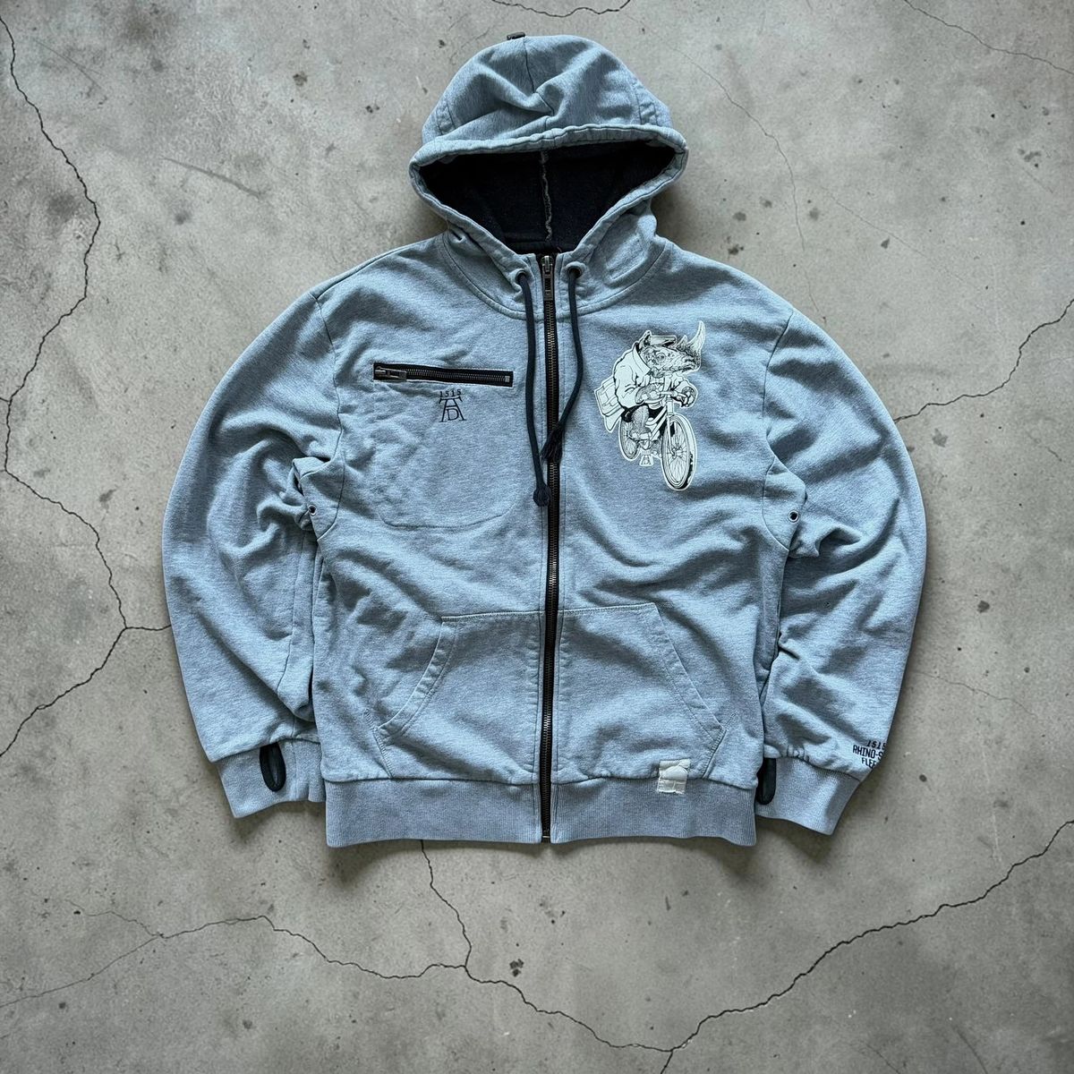 2000s y2k / hip hop Ecko Unltd zip up rhino-skin fleece hoodie