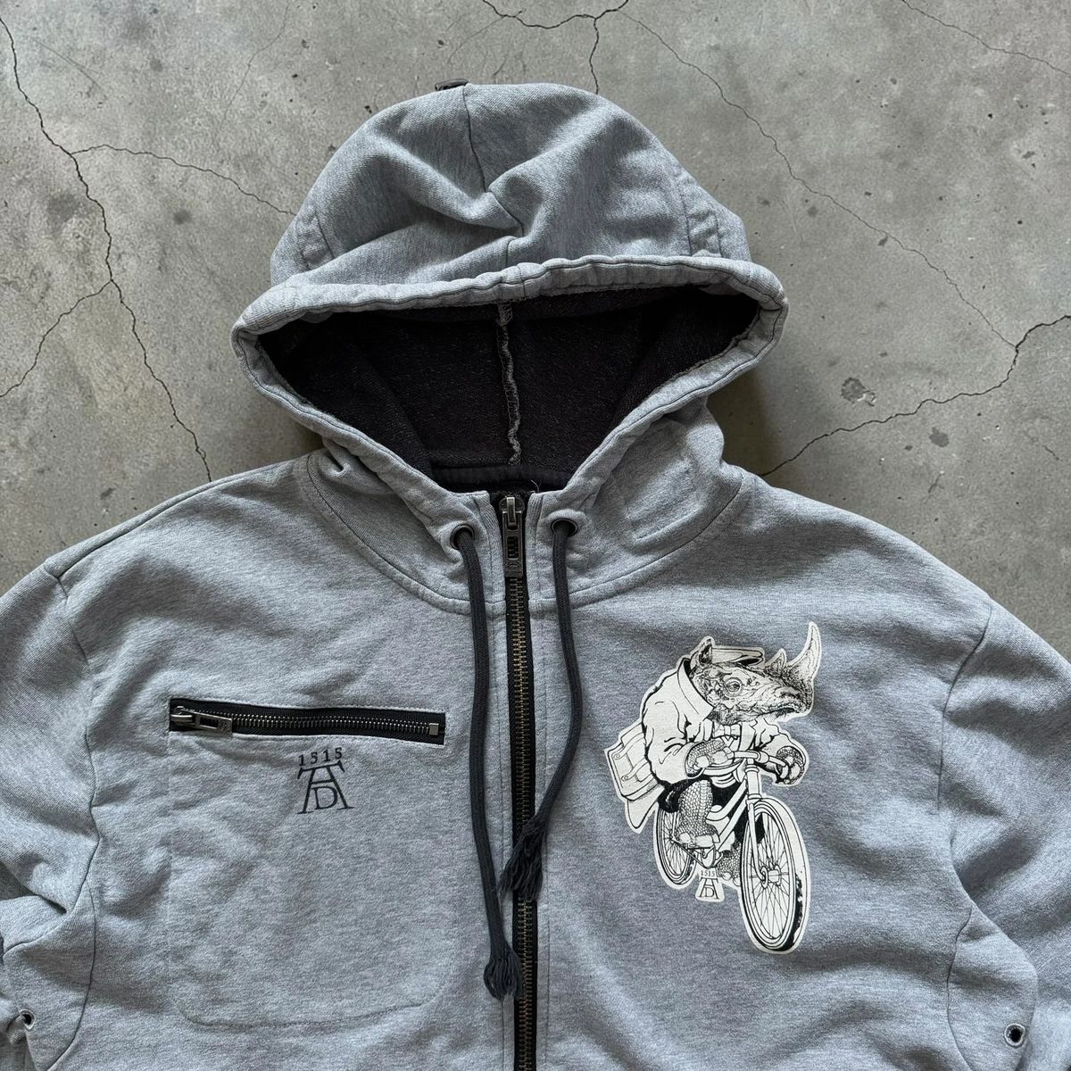 2000s y2k / hip hop Ecko Unltd zip up rhino-skin fleece hoodie — 2