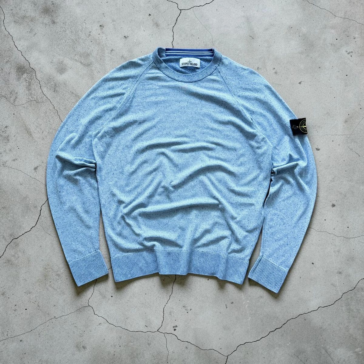 Spring / Summer 2019 Stone Island knitted light blue wool sweater