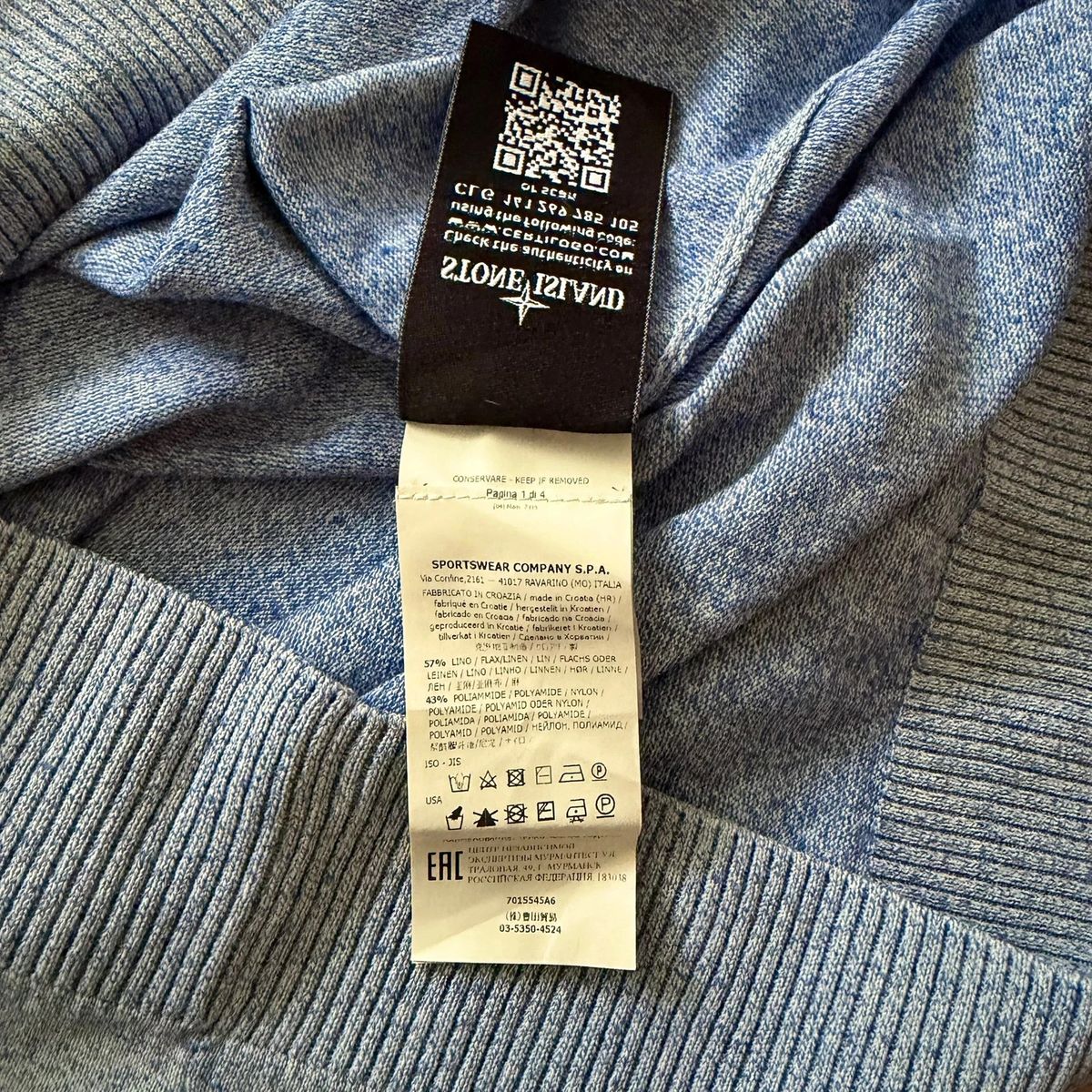 Spring / Summer 2019 Stone Island knitted light blue wool sweater — 8