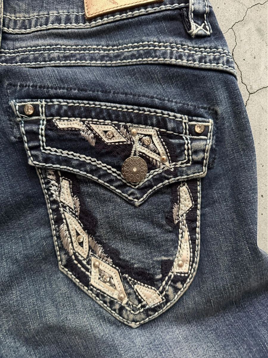 Blue Monkey y2k Miss me / Rock Revival embroidered jeans — 3