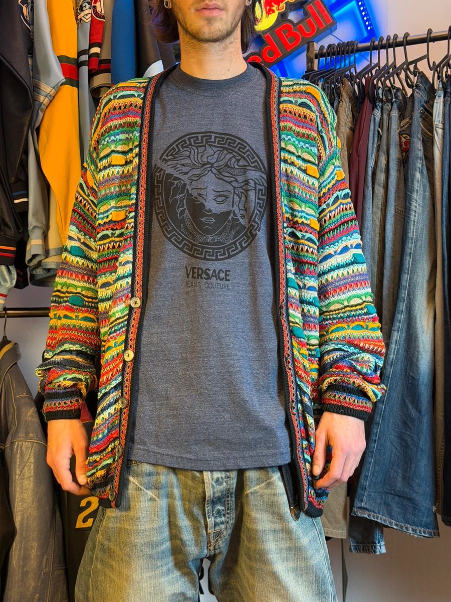 Vintage Coogi 3d knitted rainbow cardigan