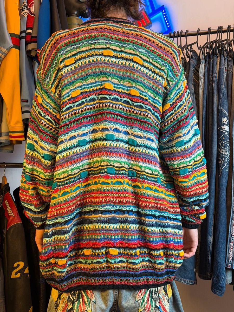 Vintage Coogi 3d knitted rainbow cardigan — 3