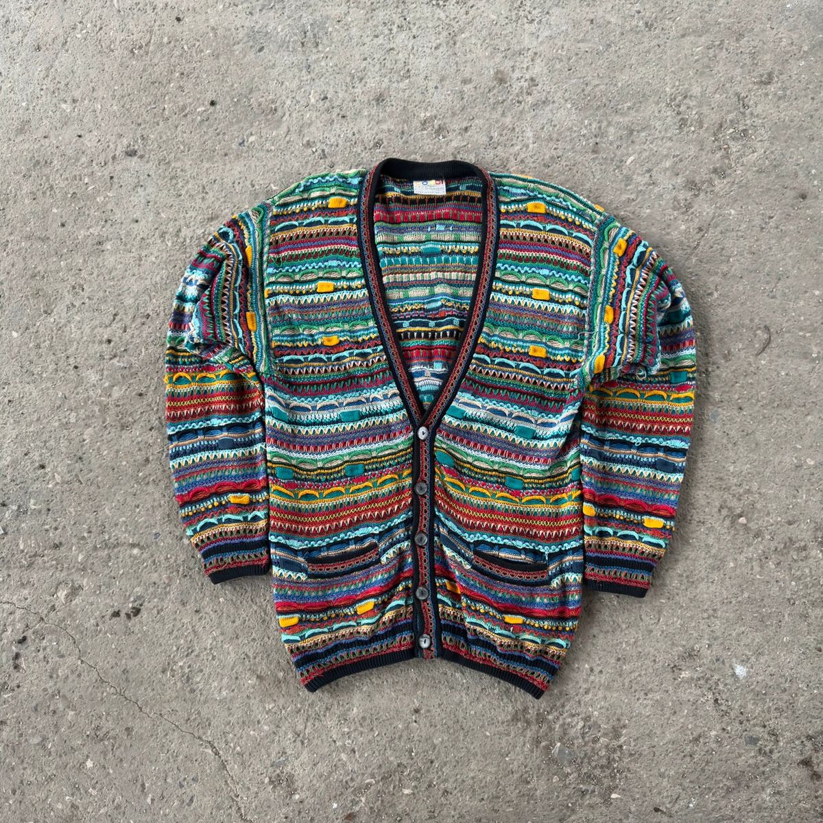 Vintage Coogi 3d knitted rainbow cardigan — 4