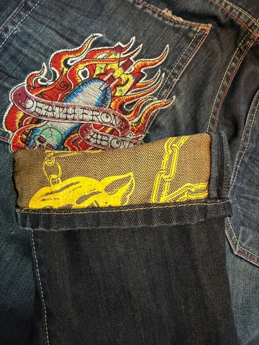 Christian Audigier selvedged embroidered jeans — 4