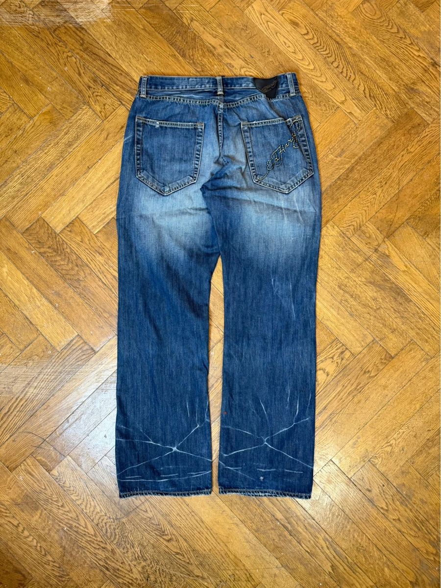 Vintage Ed Hardy baggy embroidered selvedged jeans