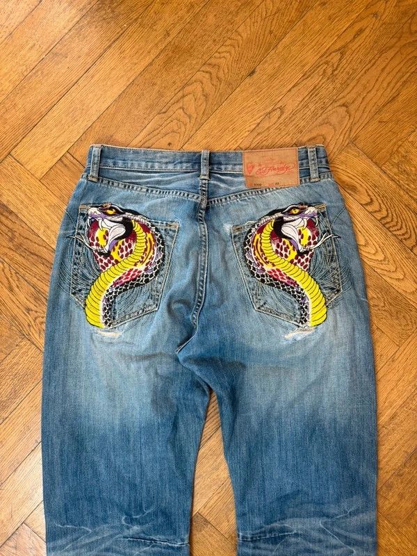 Ed Hardy y2k baggy embroidered jeans — 2