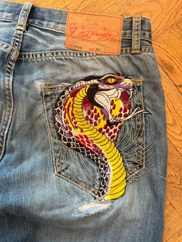 Ed Hardy y2k baggy embroidered jeans — 3