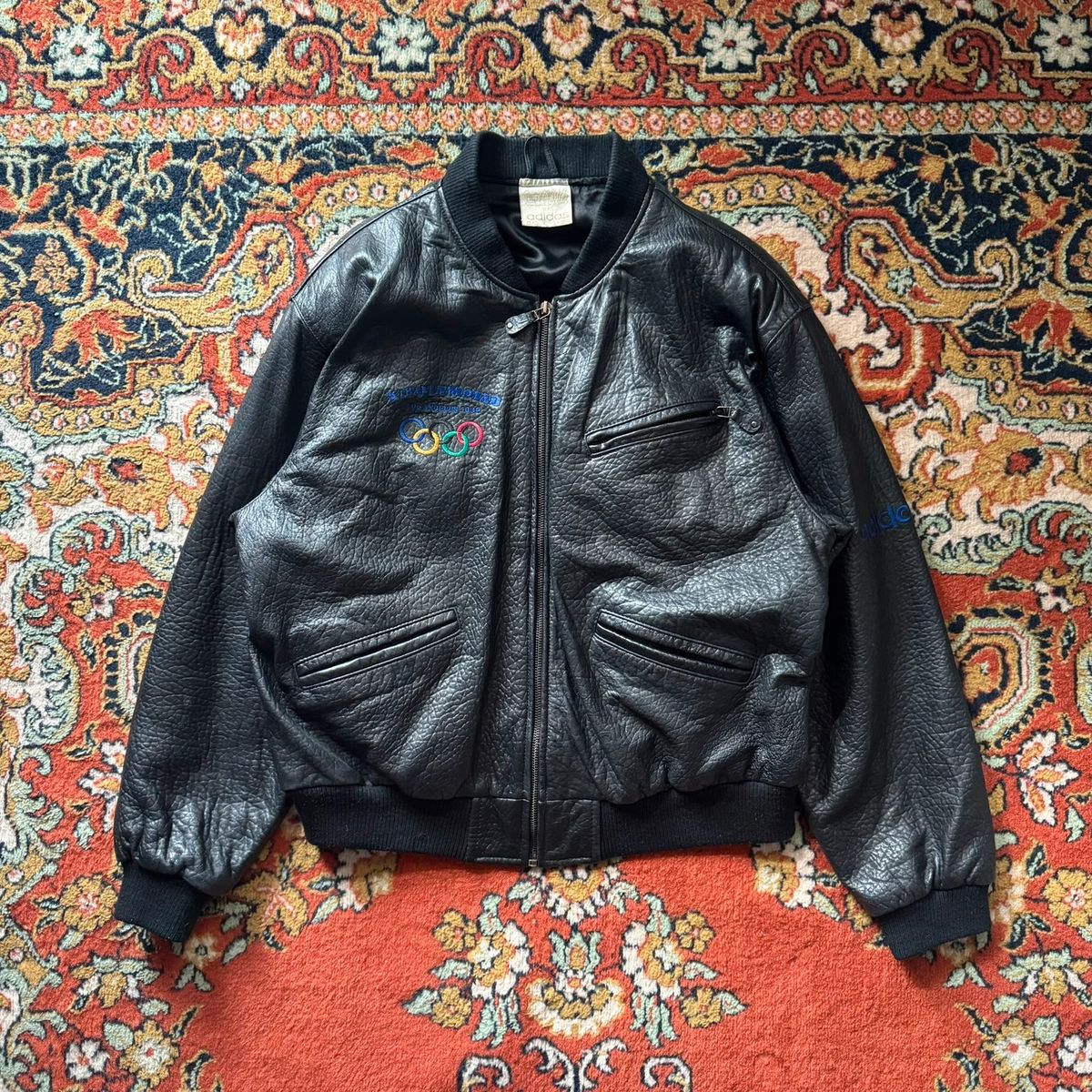 Vintage Adidas x USA Olympics leather jacket