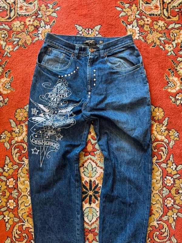 Vintage Ed Hardy baggy studded jeans — 2
