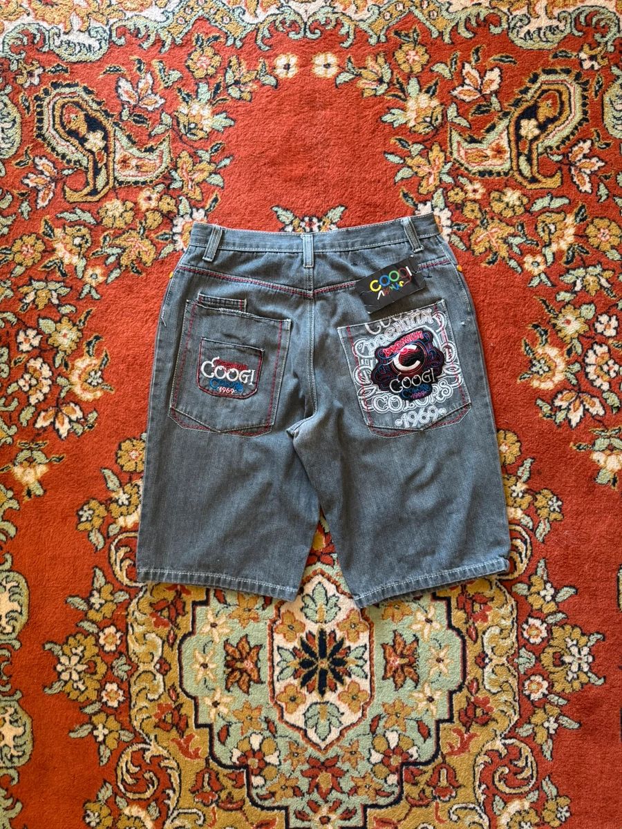 Coogi baggy embroidered denim shorts
