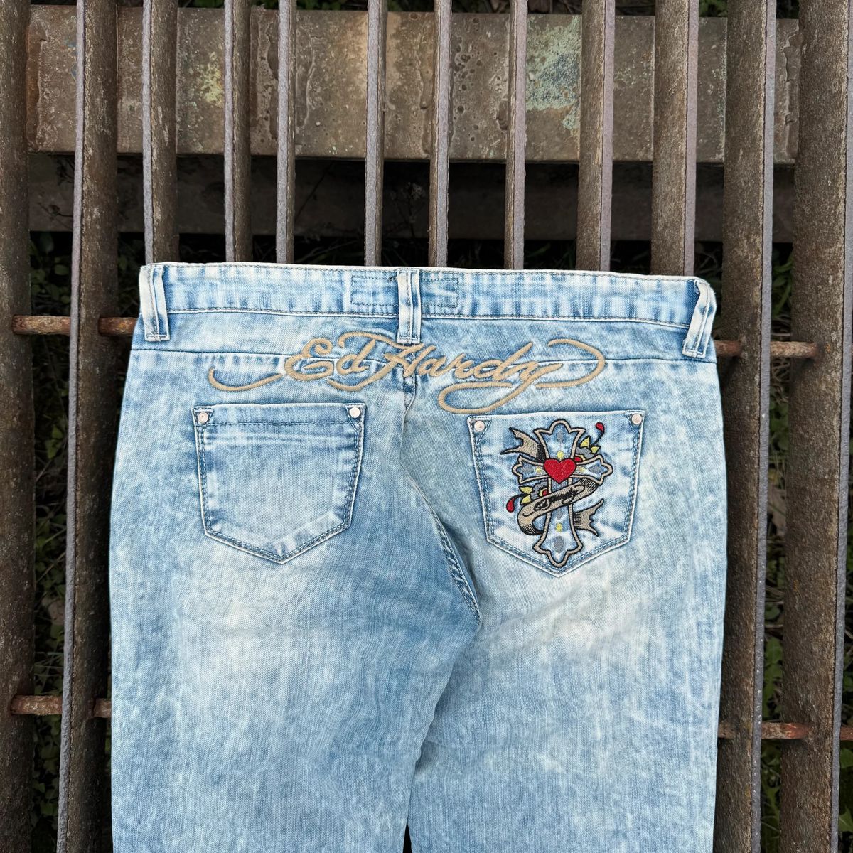 Ed Hardy y2k embroidered jeans — 2