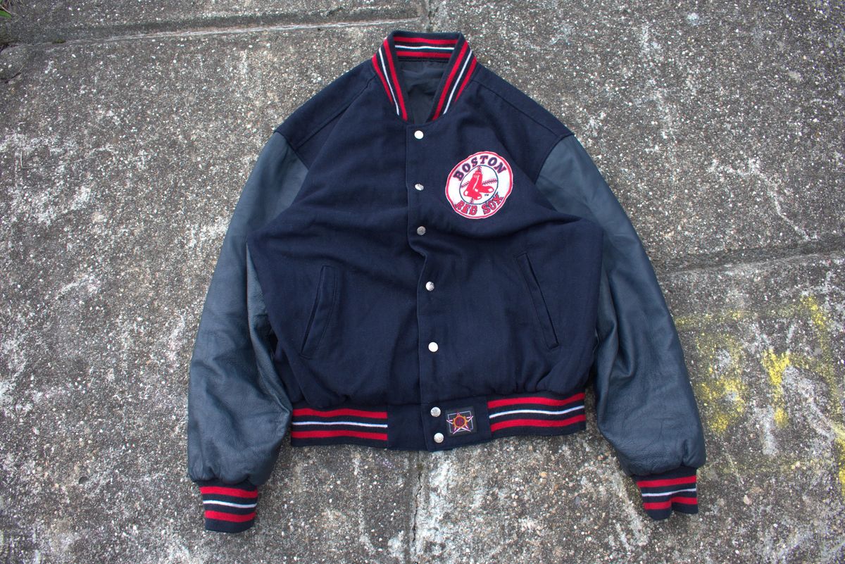 Vintage Jeff Hamilton Boston Red Sox reversible leather sleeved jacket